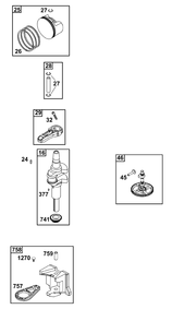 Crankshaft Group Diagram and Parts List for 21R507-0014-H5  Briggs and Stratton Engine